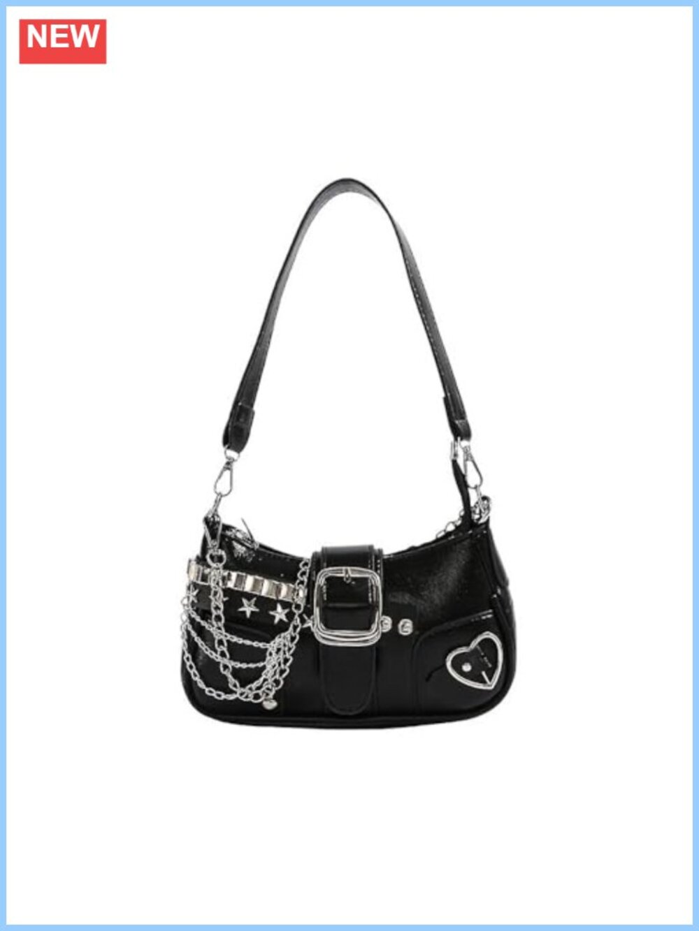 Y2K Shoulder Bag Polyurethane Punk Gothic Purse for Women